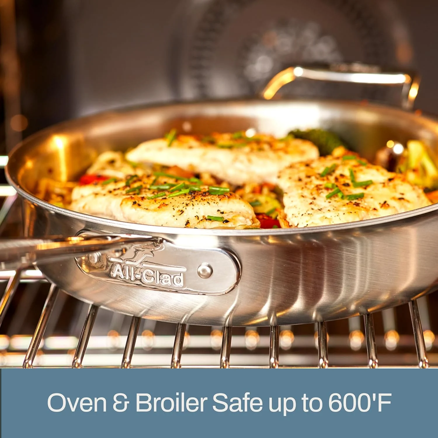 تابه استیل ضد زنگ برس خورده 5 لایه All-Clad D5 با درب، 35 سانتی متر، سازگار با انواع اجاق گاز از جمله القایی، قابل استفاده در فر و گریل تا 315 درجه سانتیگراد، قابلمه و تابه، تابه سرخ کن، تابه گریل، ظروف پخت و پز، نقره ای