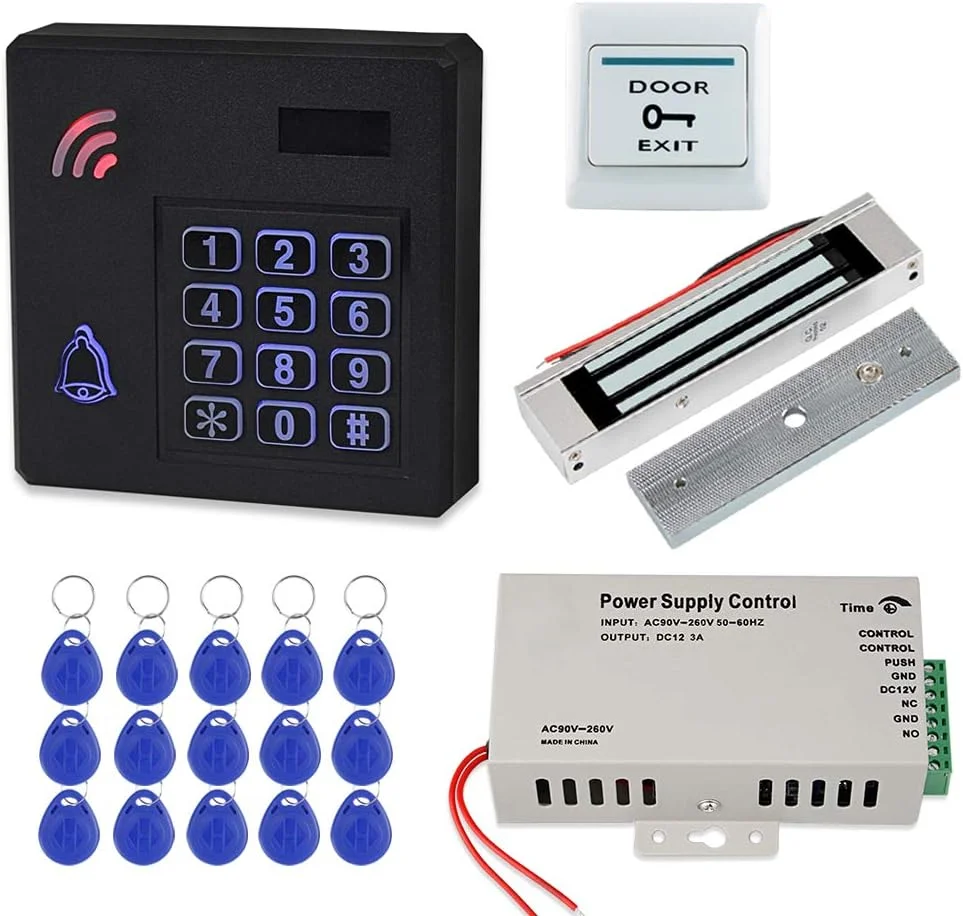 کیت سیستم کنترل دسترسی ضد آب FST IP68 شامل صفحه کلید RFID مناسب فضای باز + قفل مغناطیسی برقی 180 کیلوگرمی + منبع تغذیه DC12V + 15 عدد جاسوئیچی 125 کیلوهرتز برای منزل کیت سیستم کنترل دسترسی ضد آب FST IP68 شامل صفحه کلید RFID مناسب فضای باز + قفل مغناطیسی برقی 180 کیلوگرمی + منبع تغذیه DC12V + 15 عدد جاسوئیچی 125 کیلوهرتز برای منزل