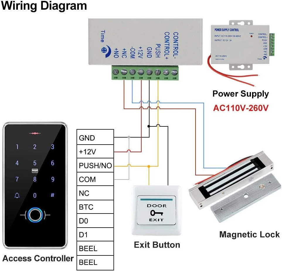 کیت سیستم کنترل دسترسی درب FST، صفحه کلید ضد آب IP68 اثر انگشت و RFID + قفل مغناطیسی برقی 180 کیلوگرمی + 10 عدد جاسوئیچی، مناسب فضای باز و منزل کیت سیستم کنترل دسترسی درب FST، صفحه کلید ضد آب IP68 اثر انگشت و RFID + قفل مغناطیسی برقی 180 کیلوگرمی + 10 عدد جاسوئیچی، مناسب فضای باز و منزل