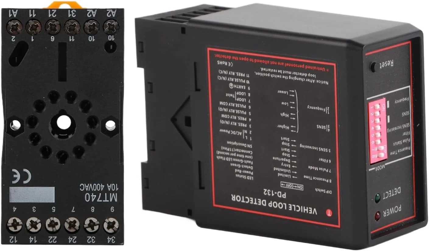 دتکتور حلقه خودرو Jiawu، سنسور حلقه القایی تک کاناله PD132 با زمان پالس قابل انتخاب، دتکتور سنسور حلقه خودرو برای دروازه های خروجی ایمنی و کنترل ترافیک