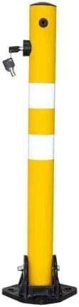 مانع پارکینگ بازتابنده هوشمند 650 میلی متر، رنگ زرد، بولارد ضد پارکینگ، میله مانع پارکینگ با قفل کلیدی، عملکرد آسان قفل دستی (1 عدد)