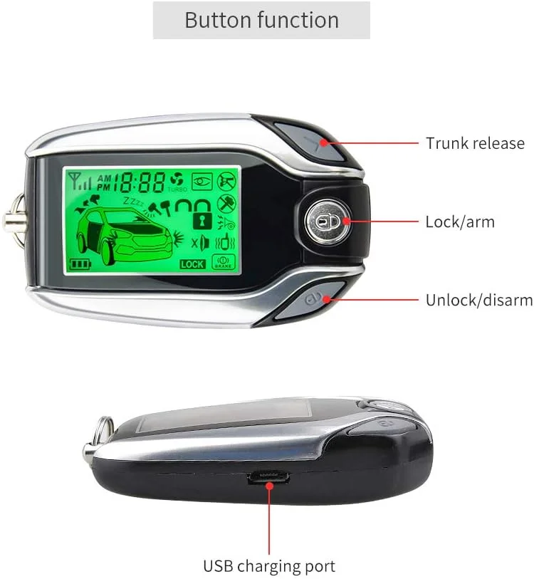 سیستم دزدگیر دو طرفه خودرو EASYGUARD مدل EC204 با ورود بدون کلید غیرفعال PKE، نمایشگر پیجر LCD قابل شارژ و هشدار شوک DC12V سیستم دزدگیر دو طرفه خودرو EASYGUARD مدل EC204 با ورود بدون کلید غیرفعال PKE، نمایشگر پیجر LCD قابل شارژ و هشدار شوک DC12V