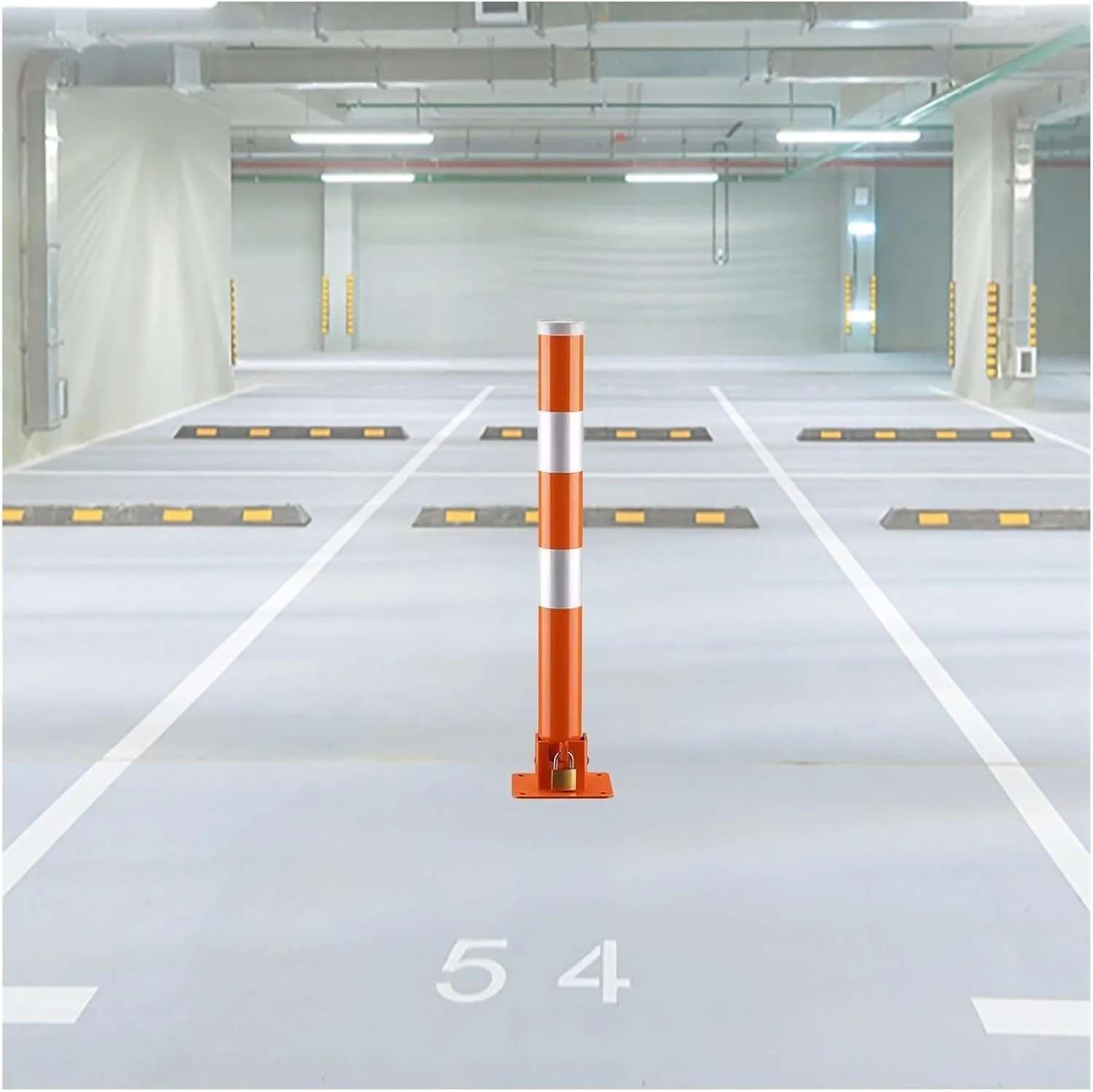 مانع تاشو قفل‌دار پارکینگ، استوانه ایمنی، استوانه فولادی برای پیاده‌رو و ورودی با پیچ لنگر، ستون‌های امنیتی با دید بالا برای مناطق حساس به ترافیک، ستون ایمنی گاراژ پارکینگ در فضای باز