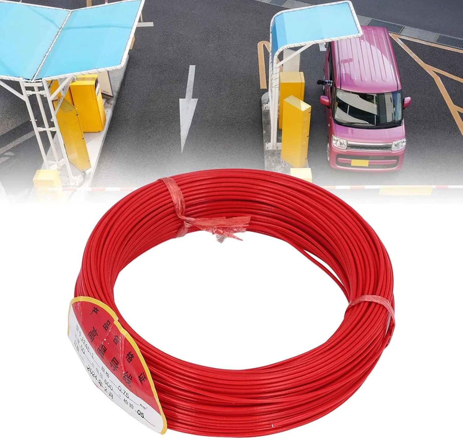 کابل حلقه القایی Telituny، سیم پیچ تشخیص خودرو 50 متری، سیم مسی قلع اندود 0.75 میلی متر مربع 19 رشته، کابل عایق PTFE 600 ولت برای سیستم های مانع پارکینگ، آشکارسازهای حلقه ترافیکی