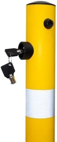مانع پارکینگ بازتابنده هوشمند 650 میلی متر، رنگ زرد، بولارد ضد پارکینگ، میله مانع پارکینگ با قفل کلیدی، عملکرد آسان قفل دستی (1 عدد)