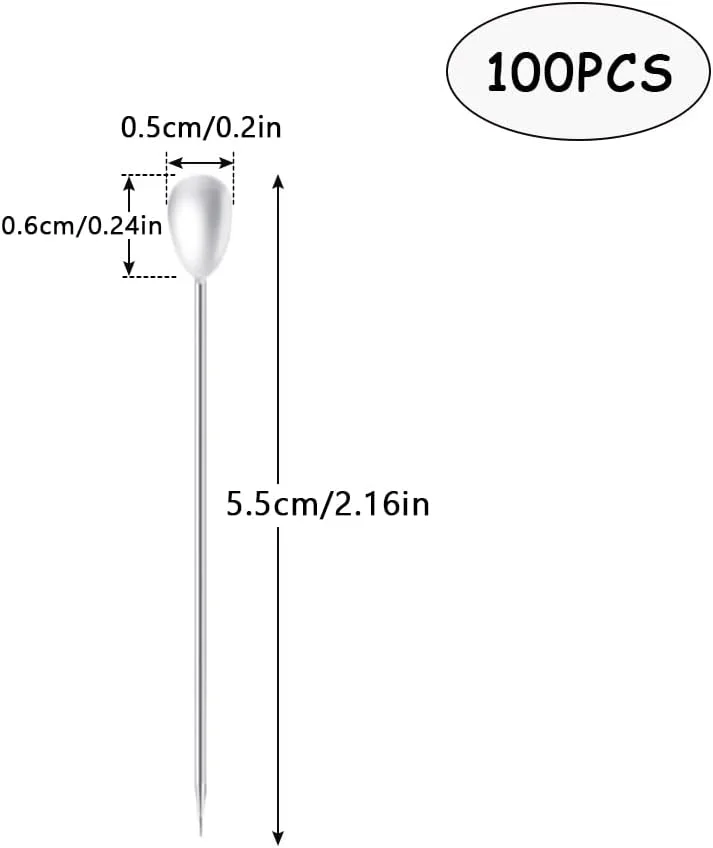 CORTNEY 100pcs Boutonniere Pins, 5.5cm Long Teardrop Pearl Head Pins, Sewing Pins, Wedding Bouquet Pins, White Straight Head Pins for Jewelry Making Sewing Wedding Flower Decorations DIY Crafts