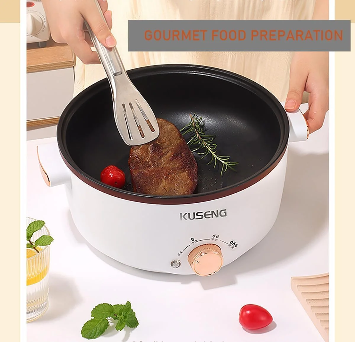 دیگ برقی چند منظوره 2.5 لیتری با محافظت در برابر گرمای بیش از حد، ایده آل برای خورش ها، سوپ ها، دیزی و نودل برای یک نفر