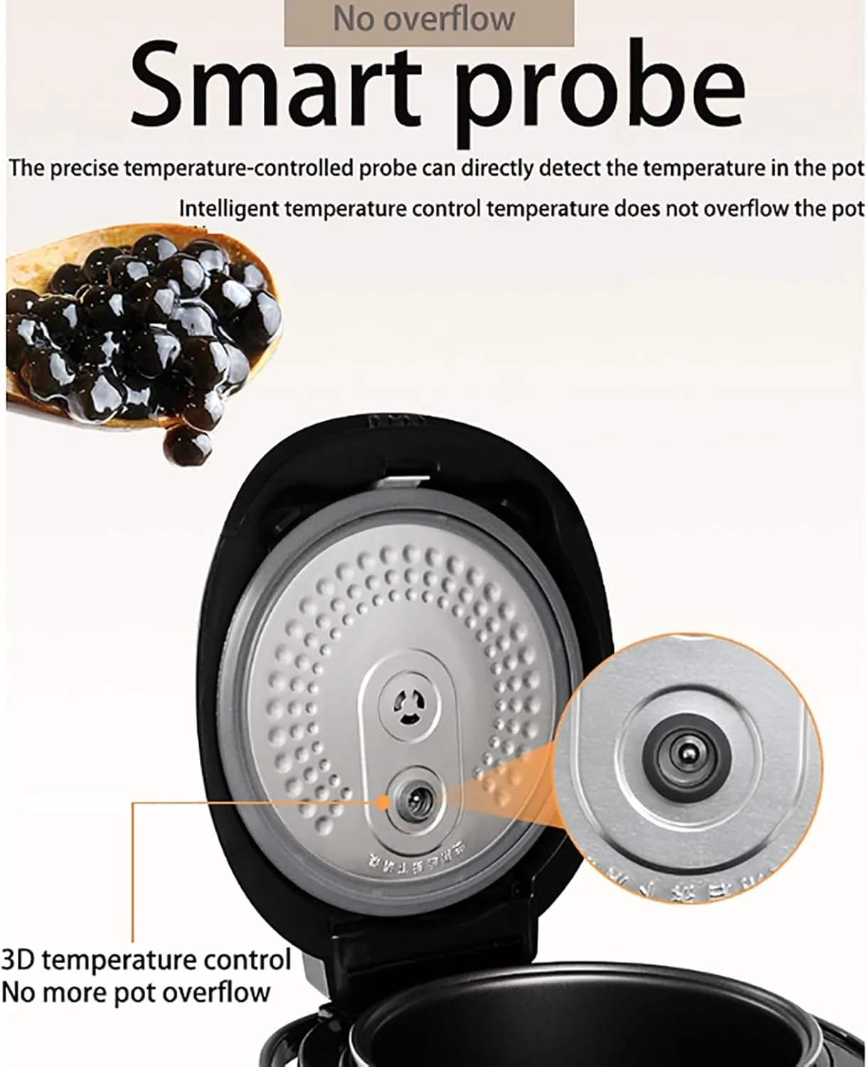 دیگ مروارید تمام اتوماتیک 5 لیتری، صفحه لمسی، گرم نگهدارنده: 9 ساعت، جوشاندن مرواریدها به مدت 40 دقیقه، پروب هوشمند دما/بدون سرریز، برای مکان های متعدد غذاخوری، 5 لیتر