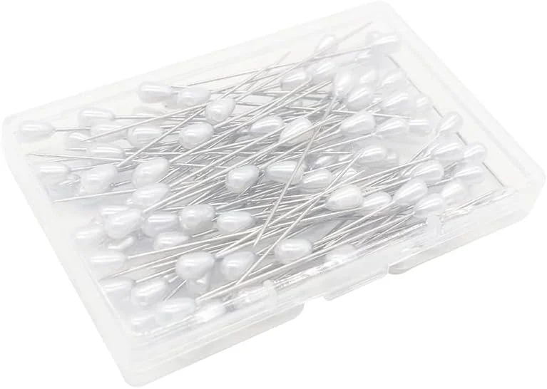 CORTNEY 100pcs Boutonniere Pins, 5.5cm Long Teardrop Pearl Head Pins, Sewing Pins, Wedding Bouquet Pins, White Straight Head Pins for Jewelry Making Sewing Wedding Flower Decorations DIY Crafts