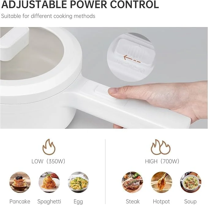 Mini Electric Hot Pot Cooker, 800W, Portable, with Safety Features
