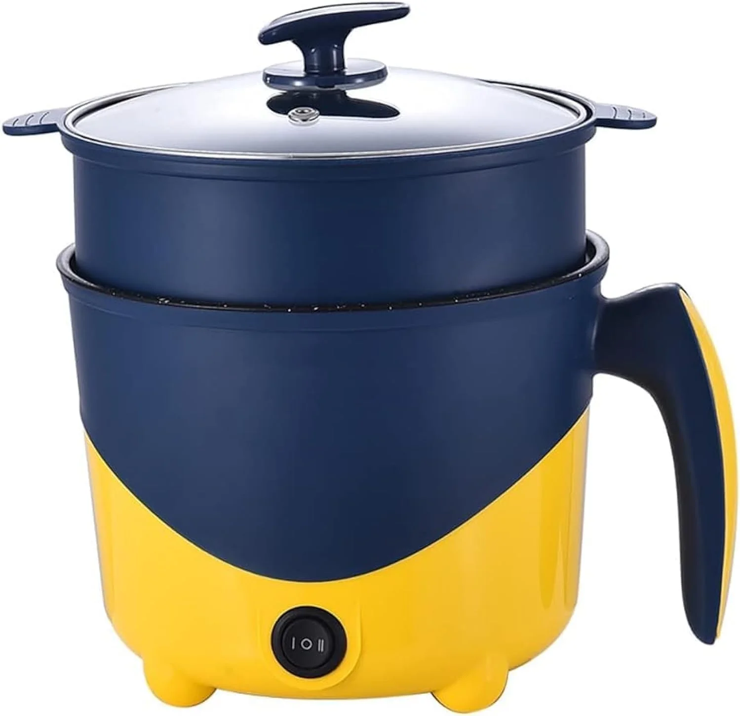 دیگ برقی داغ DUBKART، دیگ برقی 1.8 لیتری، مینی دیگ خورشتی برقی با بخارپز و محافظت در برابر گرمای بیش از حد، ایده آل برای خورشت، سوپ، دیگ های داغ و نودل برای یک نفر (آبی)