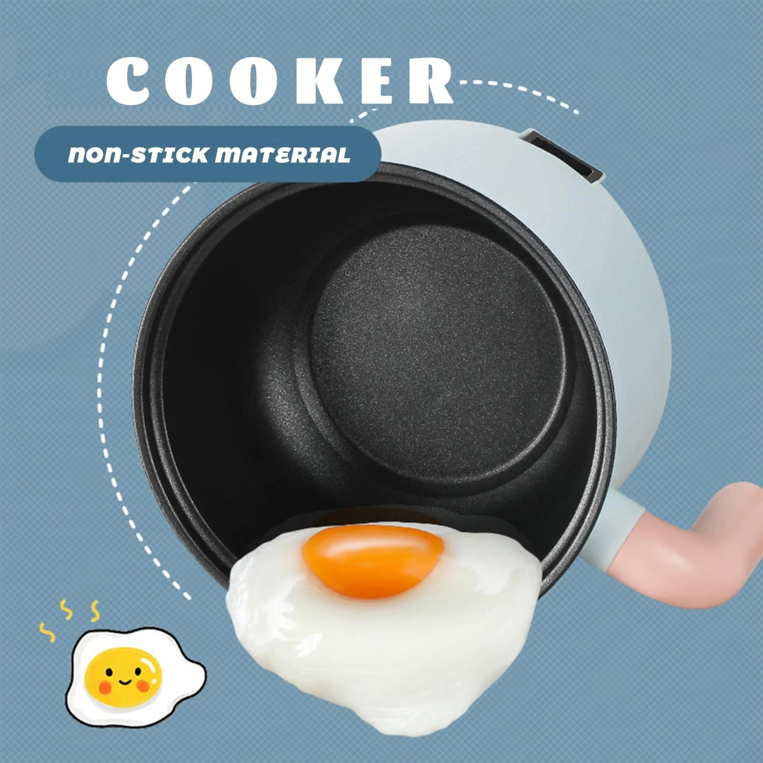 دیگ برقی، دیگ برقی چند منظوره کوچک 1.8 لیتری برای شابو-شابو، سرخ کردن، نودل، پاستا، تابه نچسب برای تفت دادن، دیگ رامن با کنترل دوگانه قدرت برای خوابگاه و دفتر