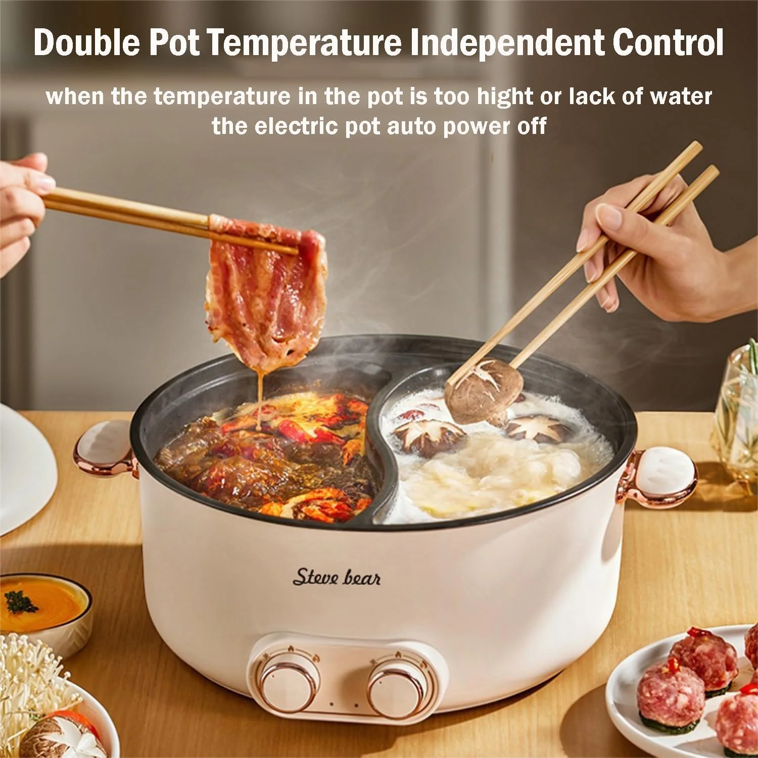 دیگ برقی دوگانه اوی داس برای هات پات، 6 لیتری، دیگ شابو شابو نچسب با دو طرف پخت