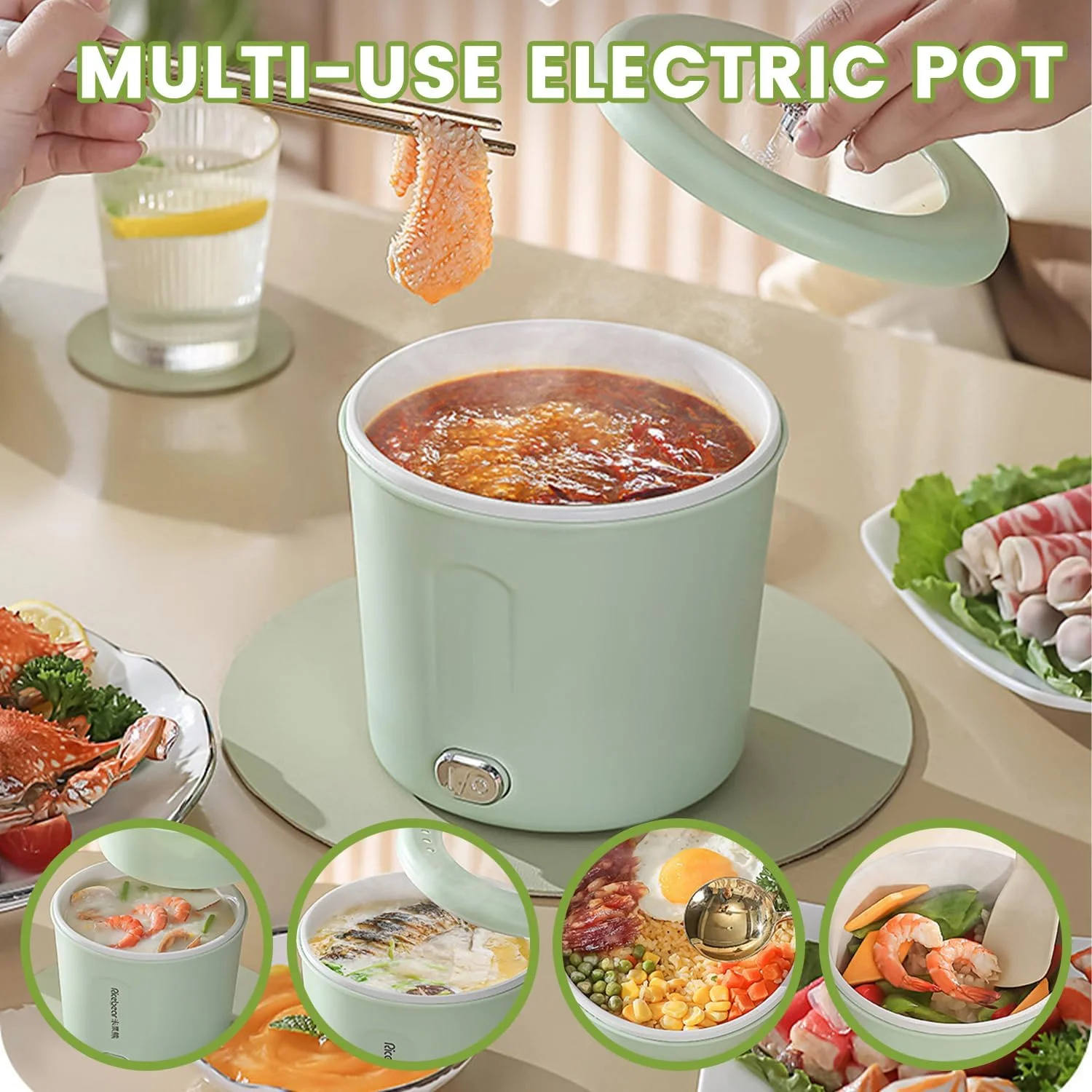 دیگ برقی، مینی پز رامن 1 لیتری، پز نودل سریع 450 واتی، دیگ برقی چند منظوره برای پخت پاستا، تخم مرغ، سوپ، دیگ قابل حمل با محافظت در برابر گرمای بیش از حد برای خوابگاه، دفتر، مسافرت