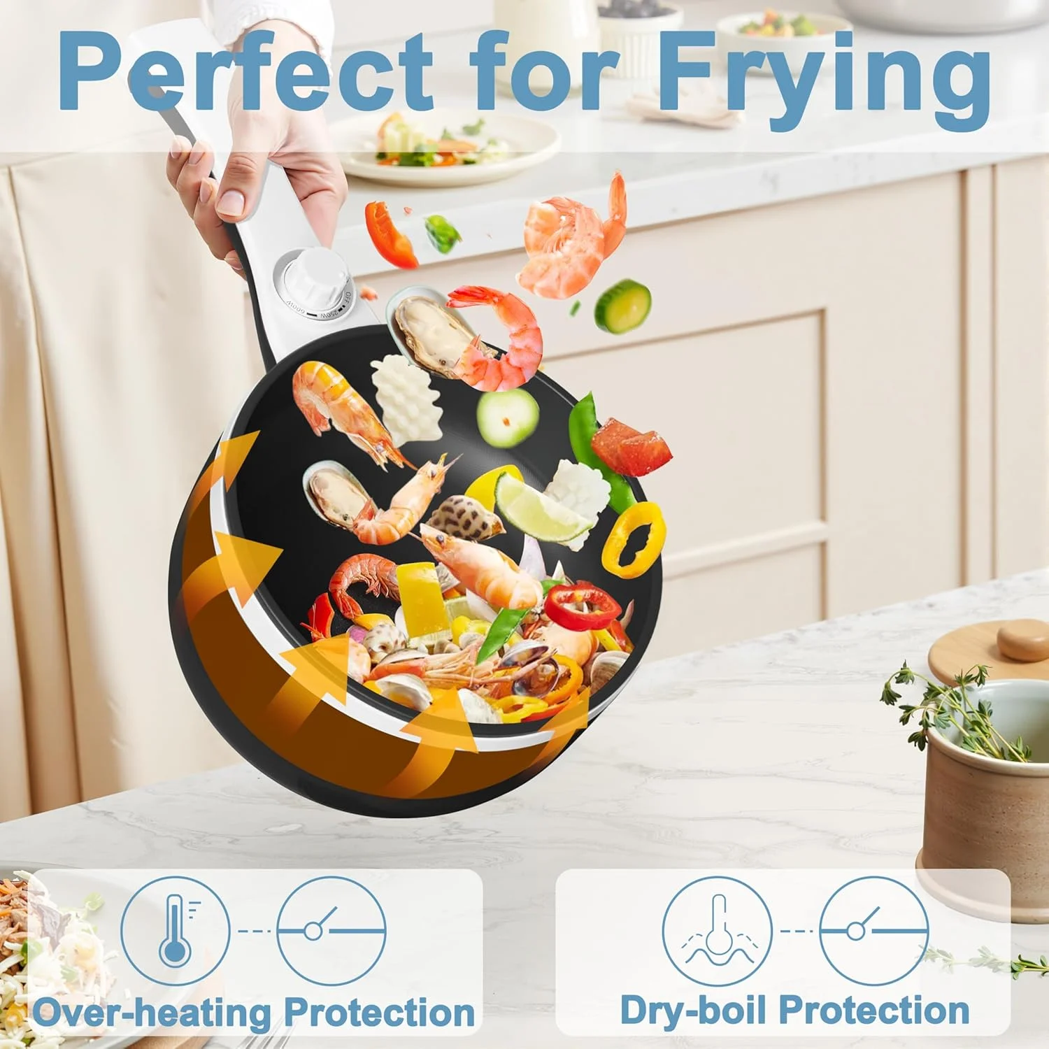 دیگ برقی دزین با بخارپز ارتقا یافته، تابه سرخ کن نچسب، قابلمه برقی سریع نودل، مینی قابلمه 1.5 لیتری برای استیک، تخم مرغ، برنج سرخ شده، رامن، بلغور جو دوسر، سوپ با تنظیم قدرت