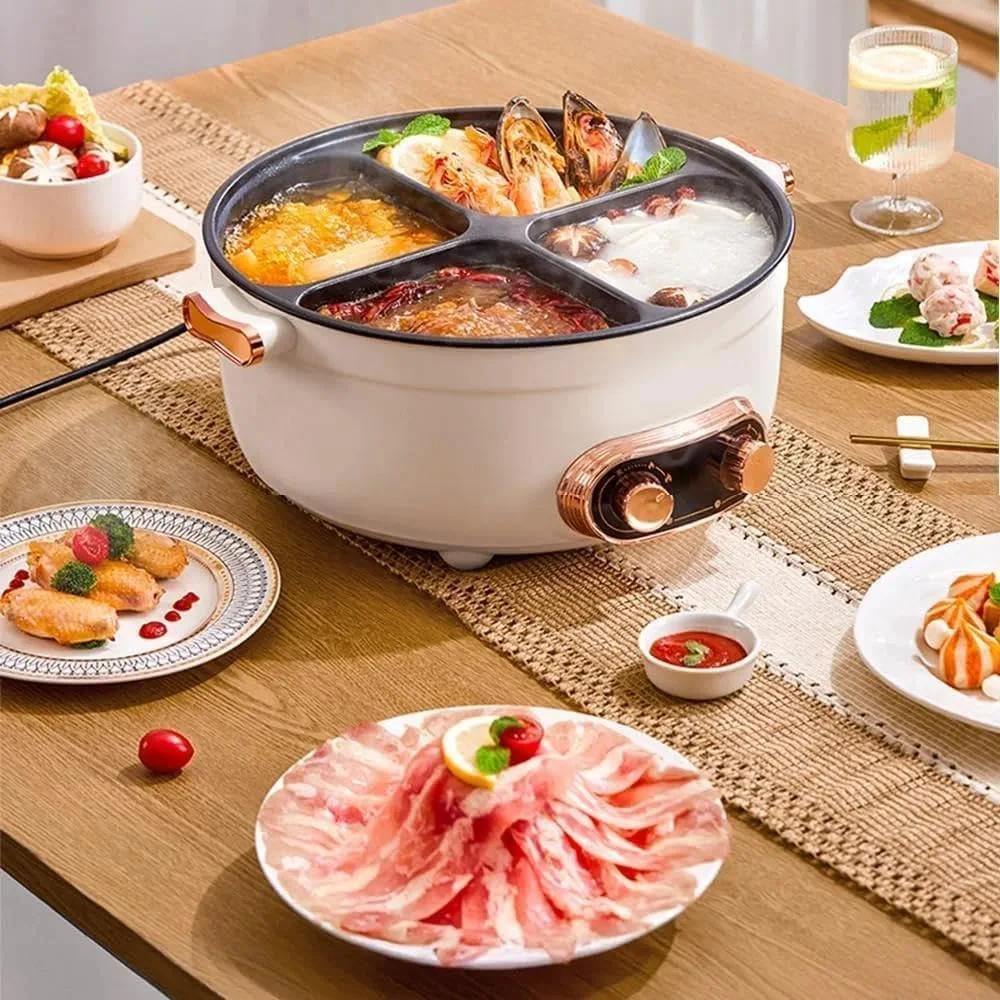 دیگ چند منظوره چهار خانه، اجاق برقی چهار شبکه ای چند منظوره، دیگ نچسب 4 قسمتی، ظرفیت بزرگ یکپارچه نچسب، کنترل دمای مستقل (#7L) دیگ چند منظوره چهار خانه، اجاق برقی چهار شبکه ای چند منظوره، دیگ نچسب 4 قسمتی، ظرفیت بزرگ یکپارچه نچسب، کنترل دمای مستقل (#7L)