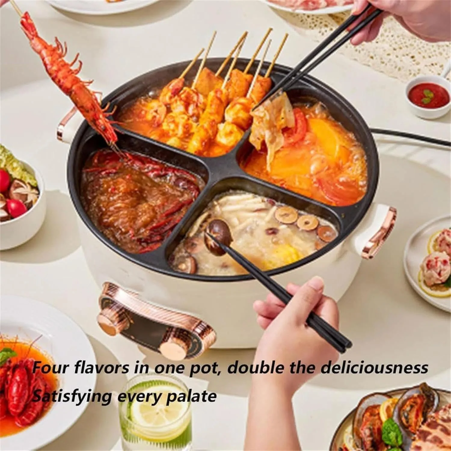 دیگ چند منظوره چهار خانه، اجاق برقی چهار شبکه ای چند منظوره، دیگ نچسب 4 قسمتی، ظرفیت بزرگ یکپارچه نچسب، کنترل دمای مستقل (#7L) دیگ چند منظوره چهار خانه، اجاق برقی چهار شبکه ای چند منظوره، دیگ نچسب 4 قسمتی، ظرفیت بزرگ یکپارچه نچسب، کنترل دمای مستقل (#7L)