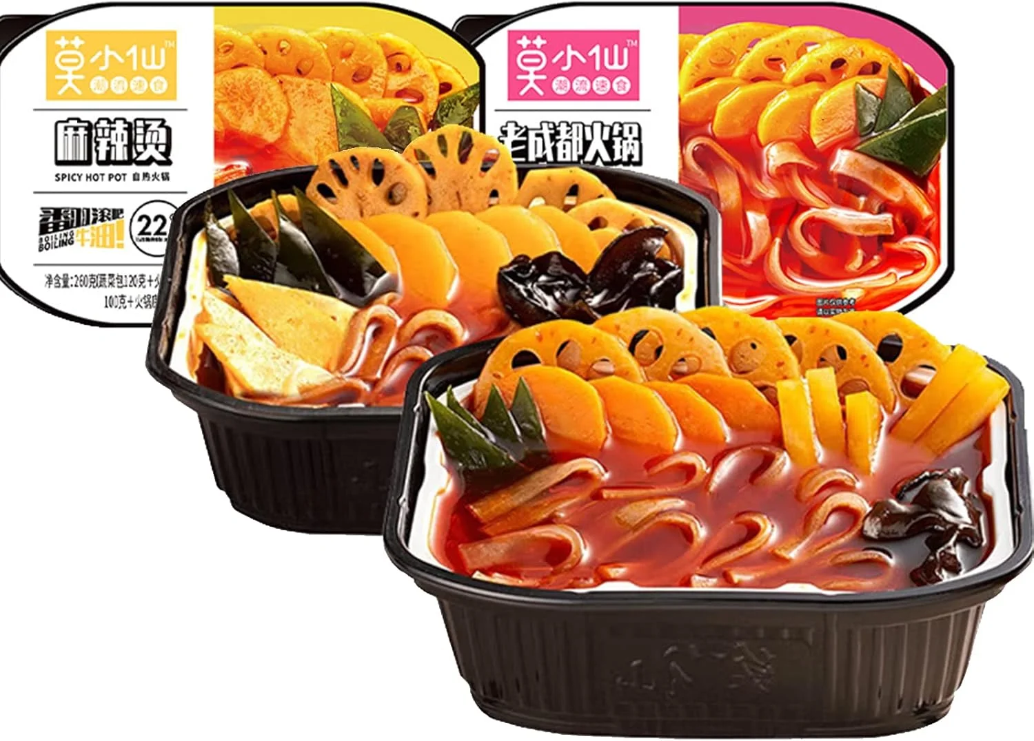 هات پات خود گرم شونده بدون نیاز به برق، هات پات خود پز، مالاتنگ، پایه سوپ رامن فوری، مناسب برای کمپینگ، پیک نیک، مهمانی ها، دو جعبه (مالاتنگ + هات پات تند)