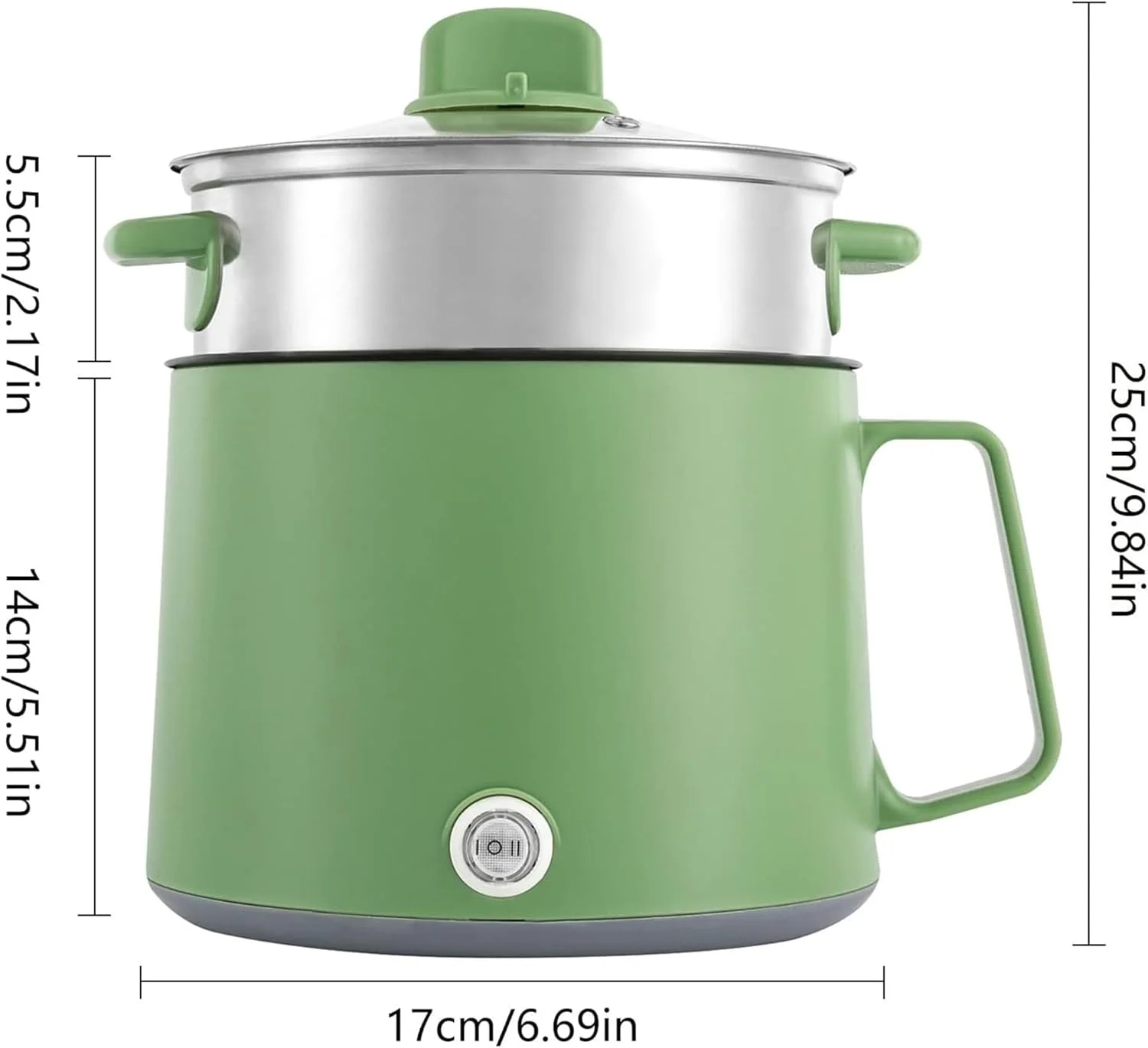 دیگ برقی 1.7 لیتری NobesOnbet، دیگ مسافرتی چند منظوره قابل حمل، با بخارپز، دو دنده، تابه چند منظوره خانوادگی