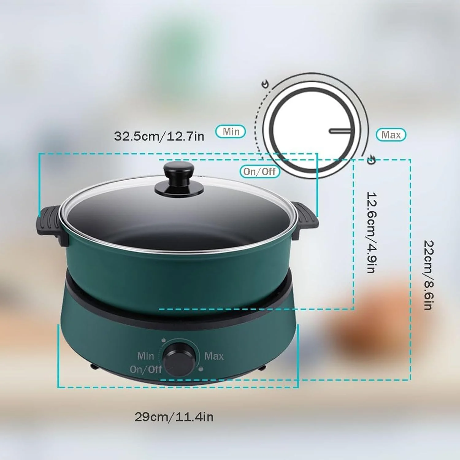 نوبسونبت قابلمه داغ چند منظوره، تابه برقی نچسب نوع جدا شونده، قابلمه مسافرتی برقی آشپزخانه قابل حمل، مناسب برای پخت و پز خانوادگی و دورهمی ها