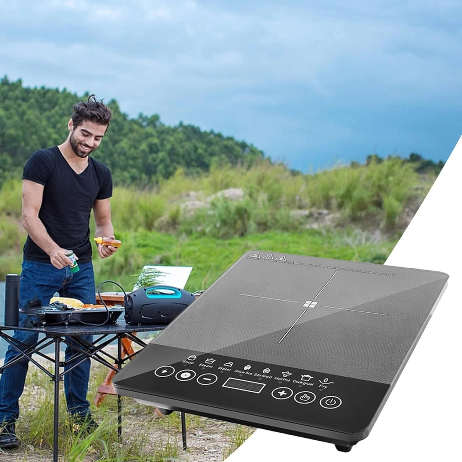 اجاق گاز القایی | صفحه القایی قابل حمل 110V-220V - لوازم خانگی برای پخت و پز در خانه، خوابگاه، آپارتمان، دفاتر، RV، تجاری داخلی