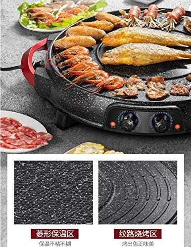 گریل و هات پات برقی JVAYJH - صفحه گریل، المنت حرارتی آلومینیومی، مدارهای گرمایشی کنترل شده جداگانه، تک قابلمه (قابلمه ایزوله)