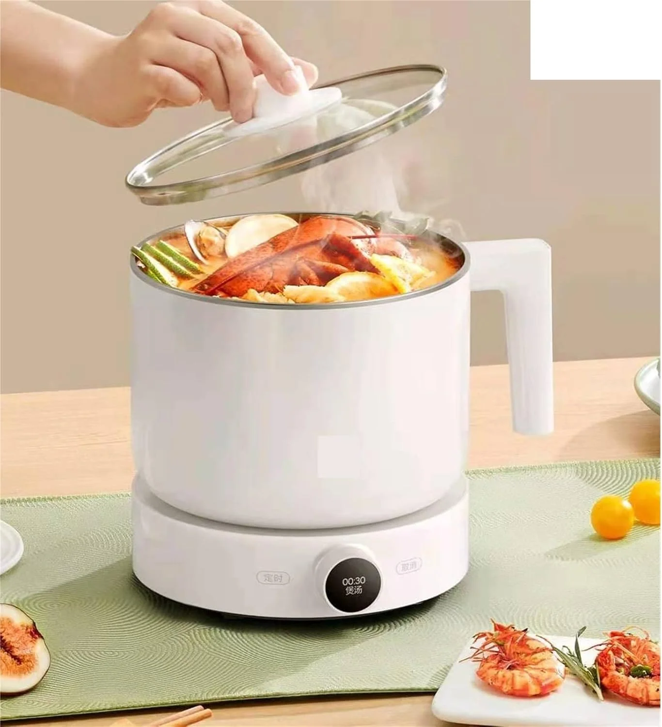 دیگ چند منظوره هوشمند ZKSKOX، دیگ برقی کوچک خانگی مناسب خوابگاه برای پخت نودل و غذاهای دیگر