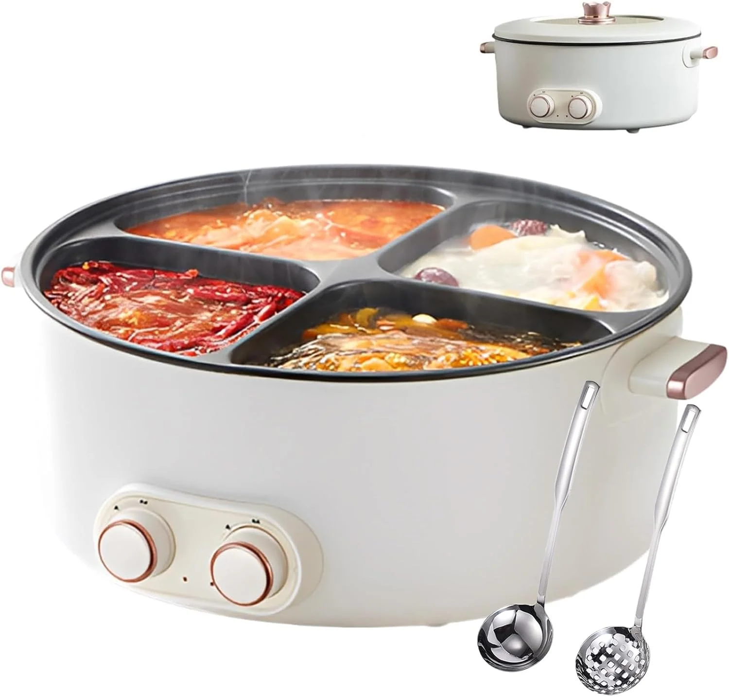 دیگ خورشت برقی چهار خانه، دیگ چند منظوره 6 لیتری، کنترل دمای هوشمند پارتیشن بندی شده، دیگ های داغ یکپارچه دیگ برقی، دیگ شیشلیک چینی 4 طعم، برای مهمانی خانگی