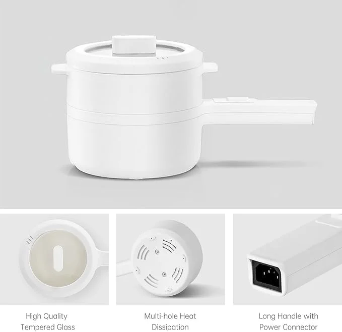 مینی هات پات برقی 800 وات – پلوپز چند منظوره قابل حمل با قابلمه نچسب و ویژگی های ایمنی، پات مسافرتی جمع و جور برای نودل، سوپ، تخم مرغ، دامپلینگ و موارد دیگر