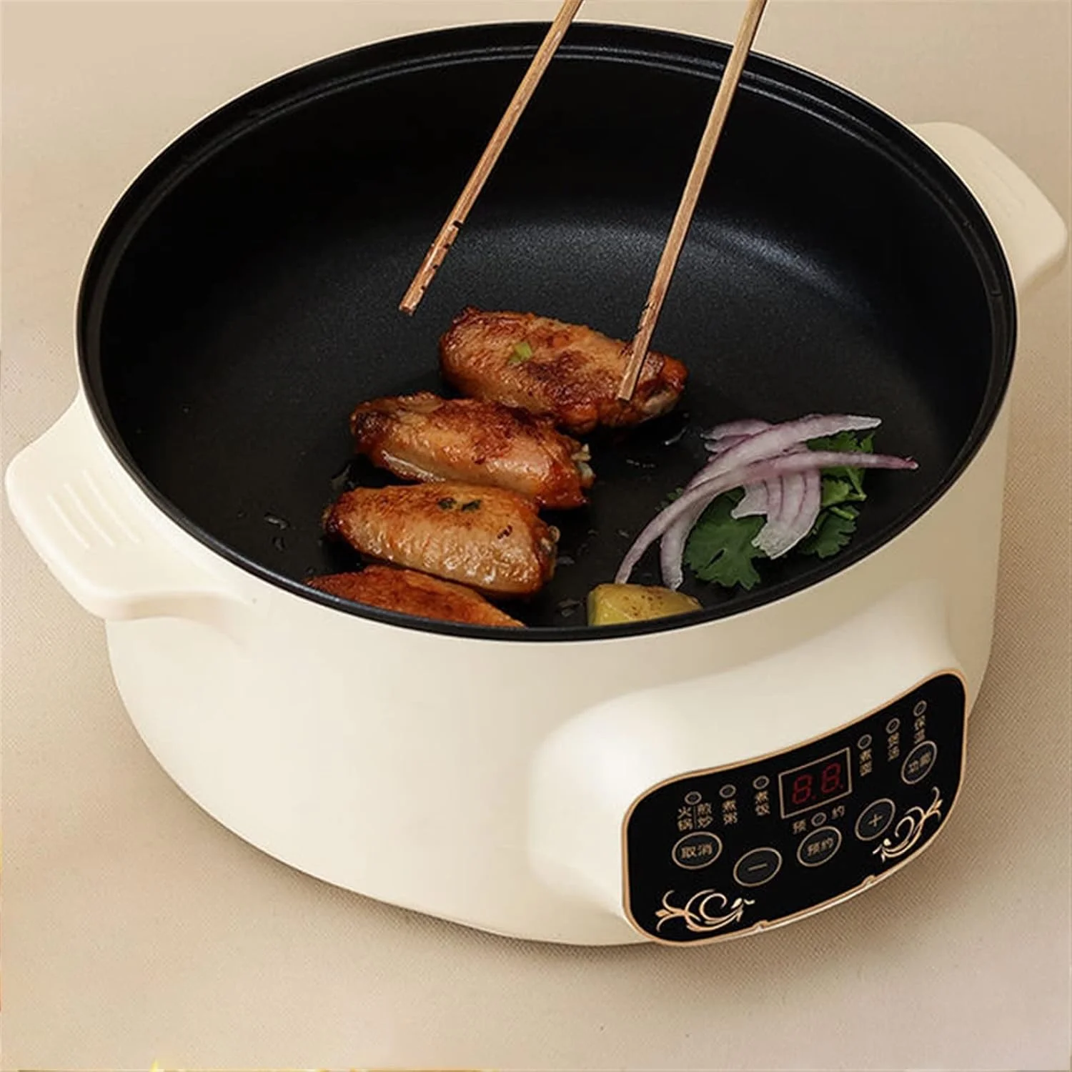 دیگ چند منظوره برقی ZKSKOX، دیگ برقی یکپارچه خانگی، تابه برقی نچسب، دیگ برقی کوچک خوابگاهی، بخارپز برقی چند لایه