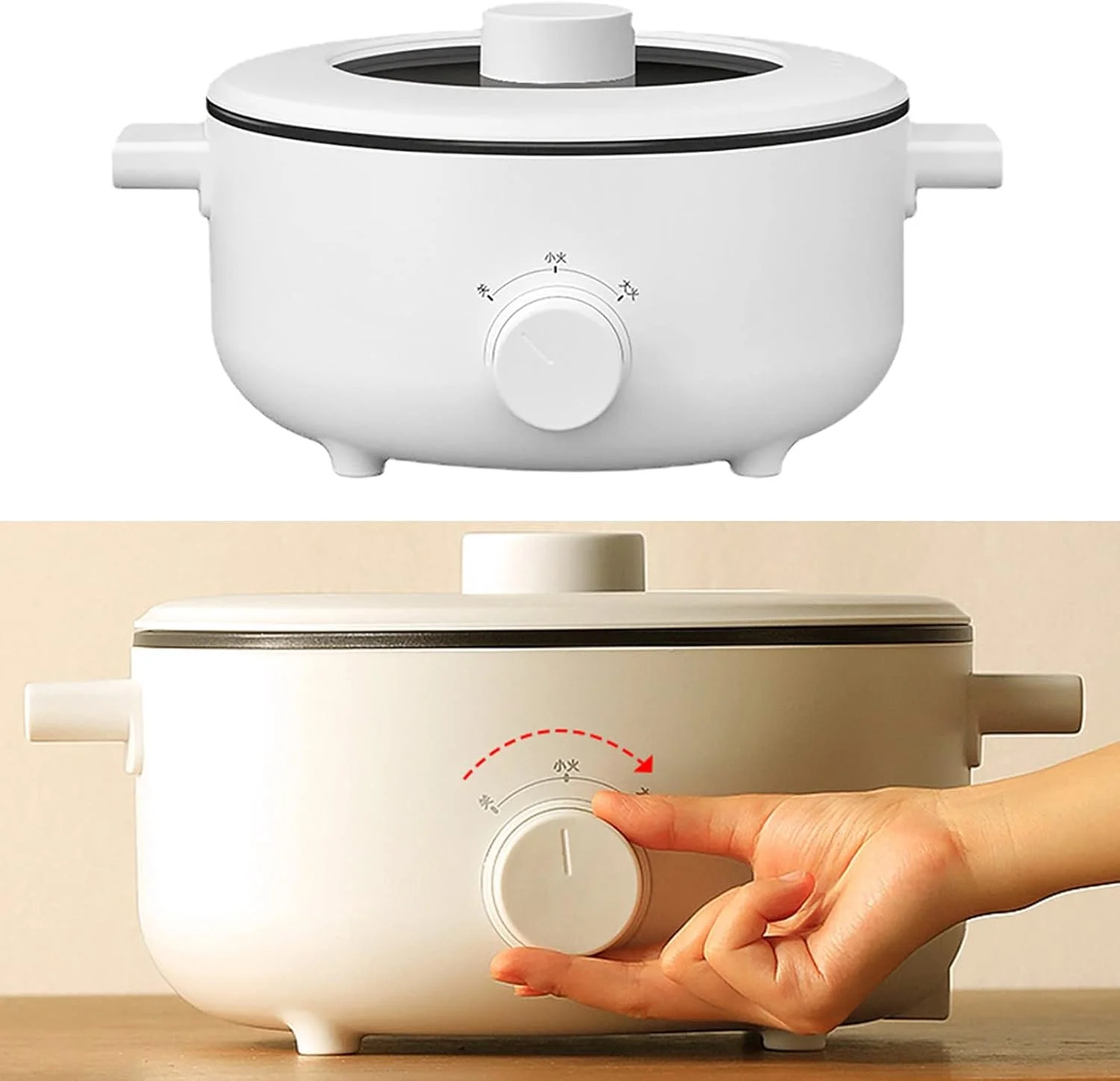 پلوپز برقی Cryfokt، قابلمه برقی چند منظوره 3 لیتری، تابه سرخ کن نچسب با 3 سطح حرارت، پلوپز سریع رامن، قابلمه پخت و پز خانگی خوابگاهی برای پاستا، شابو شابو، سوپ