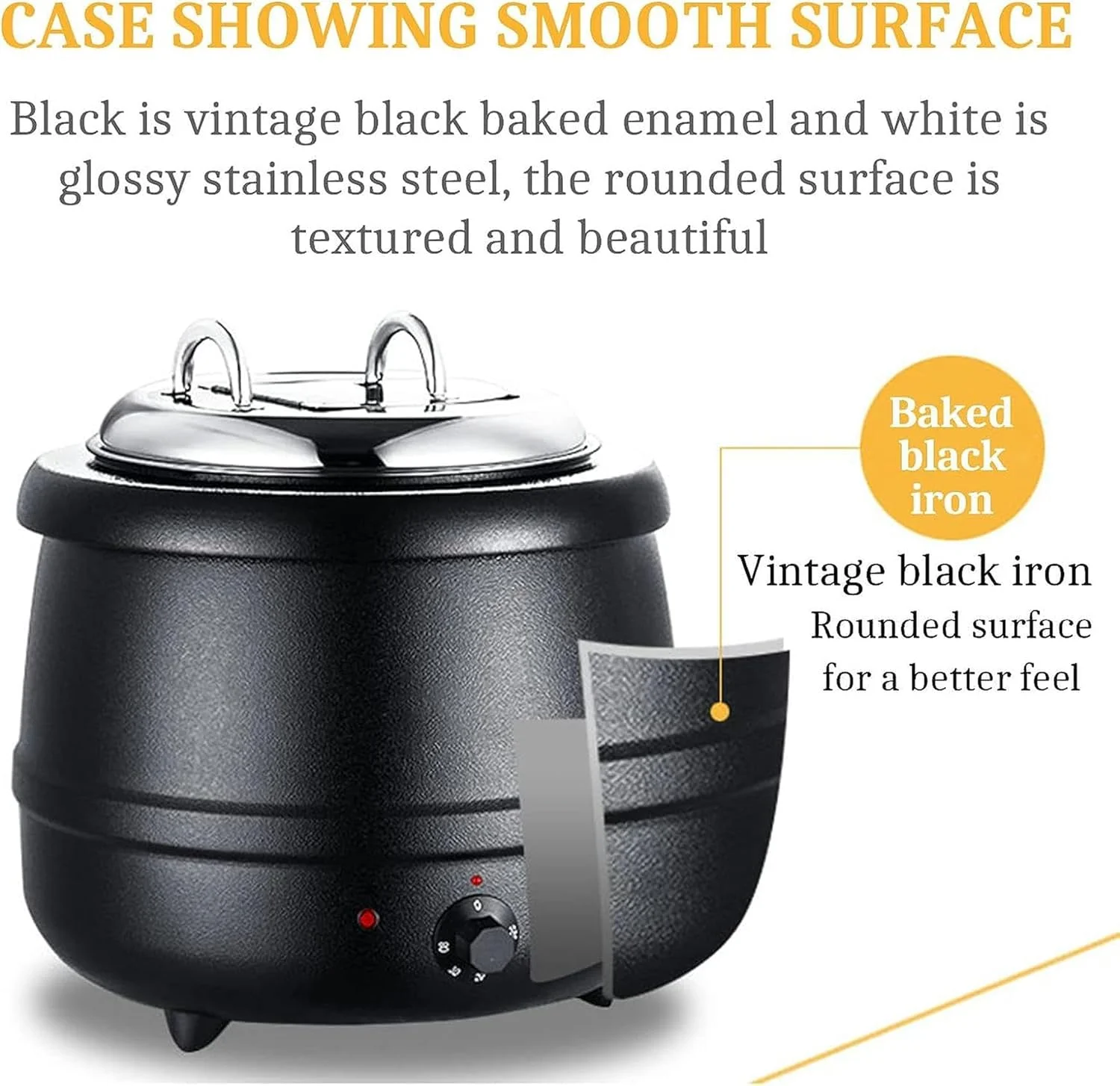 دیگ سوپ برقی تجاری، گرمکن سوپ غذا 10 لیتری با دیگ داخلی استیل ضد زنگ، برای مهمانی گرمکن غذای بوفه، مشکی