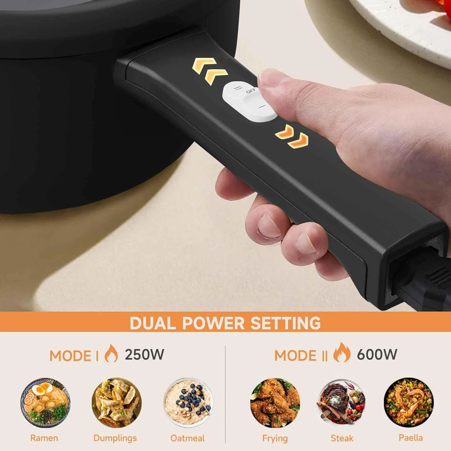 دیزین زودپز برقی، تابه نچسب 2 لیتری، پخت سریع نودل، قابلمه کوچک برای استیک، تخم مرغ، برنج سرخ شده، رامن، فرنی، سوپ با تنظیم قدرت (شامل قفسه تخم مرغ)