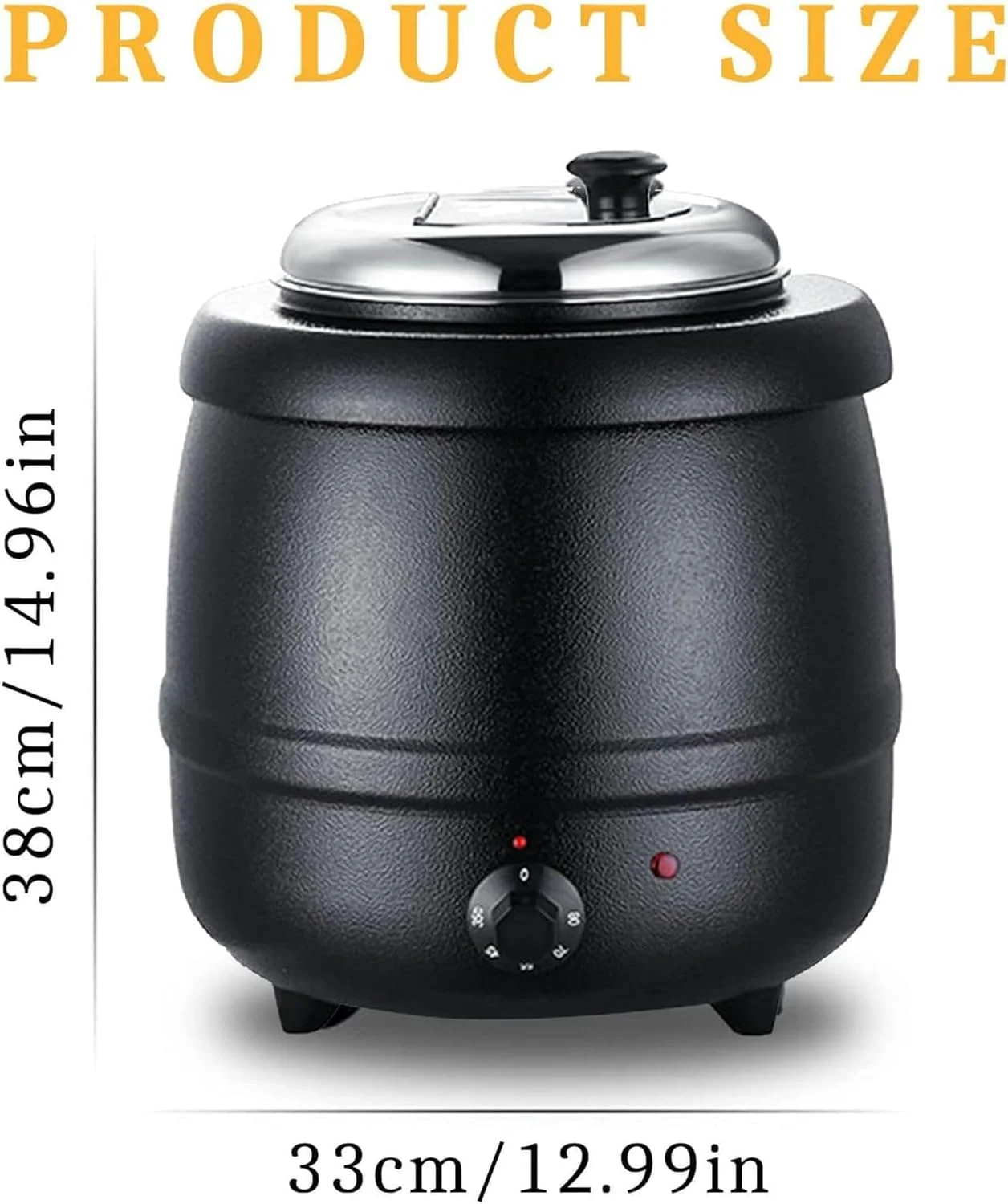 دیگ سوپ برقی تجاری، گرمکن سوپ غذا 10 لیتری با دیگ داخلی استیل ضد زنگ، برای مهمانی گرمکن غذای بوفه، مشکی