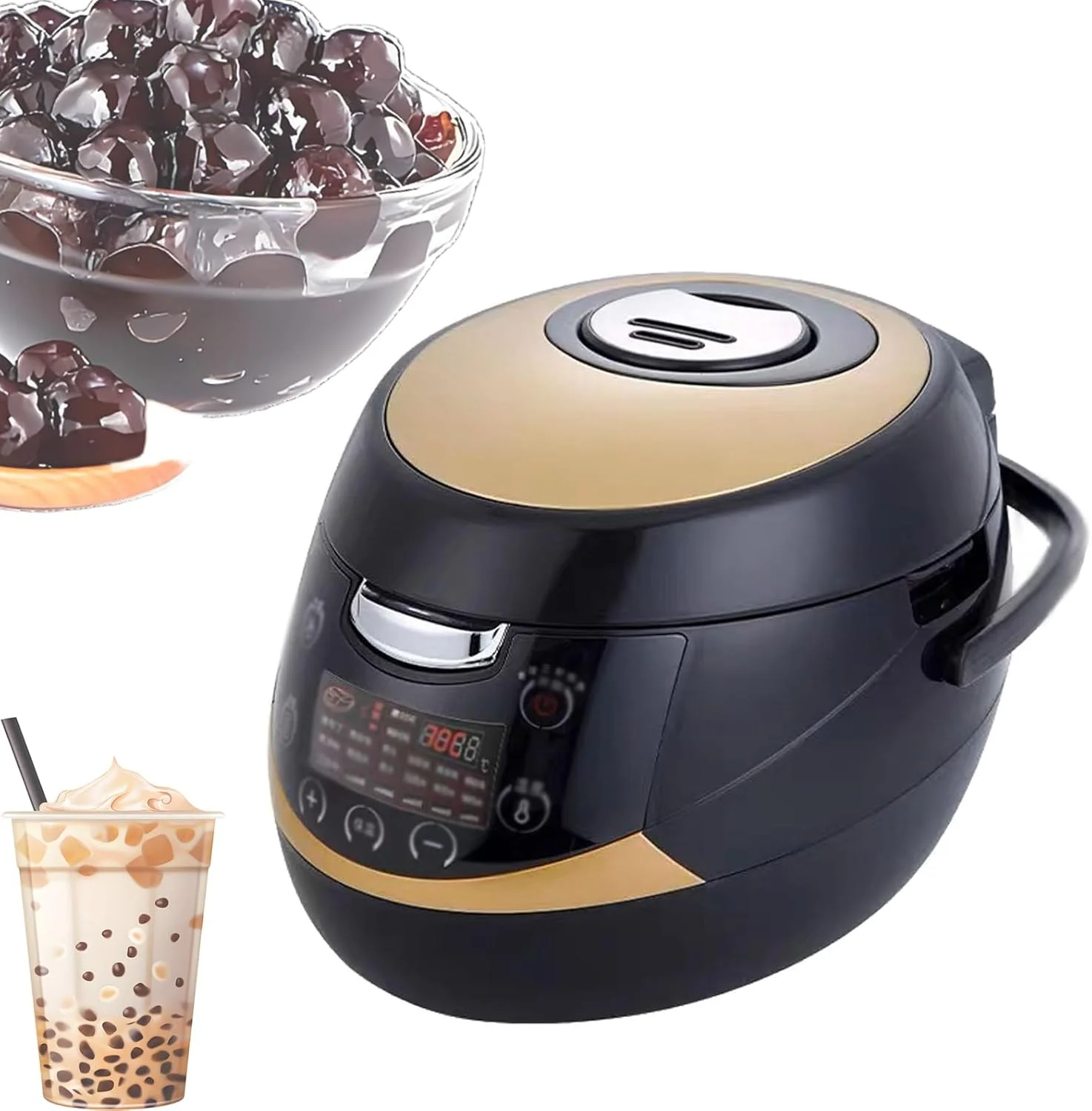 دیگ مروارید تمام اتوماتیک تجاری (5 لیتری)، کنترل هوشمند دما - گرمایش یکنواخت / دیگ داخلی نچسب: 24.5 × 14.5 میلی متر، با دسته ضد جوش برای مغازه نوشیدنی، 5 لیتر