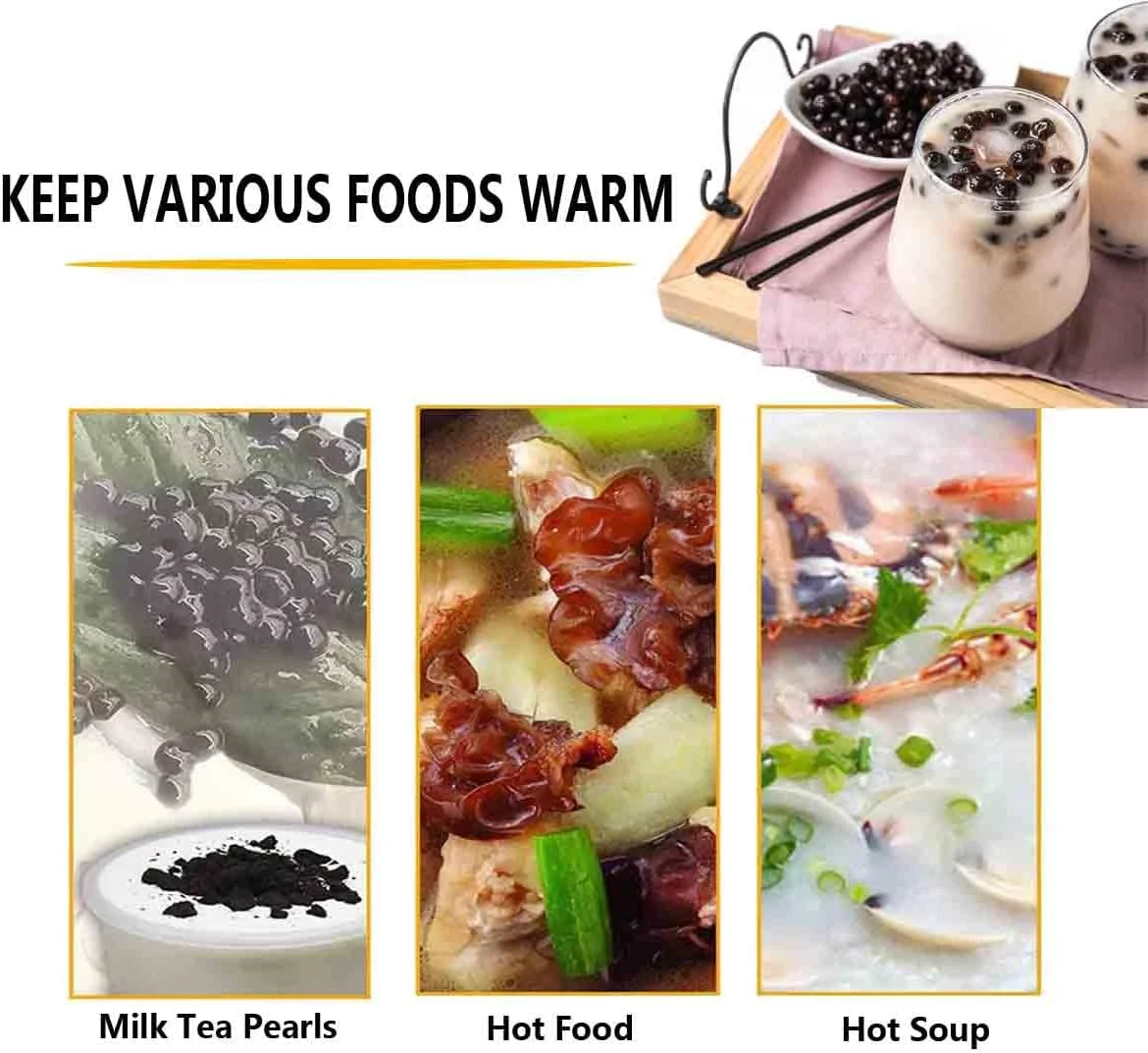 دستگاه گرم نگهدارنده برقی سوپ CNAOHGHN با توان 300/600 وات، دستگاه گرم نگهدارنده مروارید تاپیوکا، دیگ عایق CNC الکترونیکی، محدوده کنترل دما 30-100 درجه سانتیگراد مناسب برای رستوران های بوفه/فروشگاه های چای شیر
