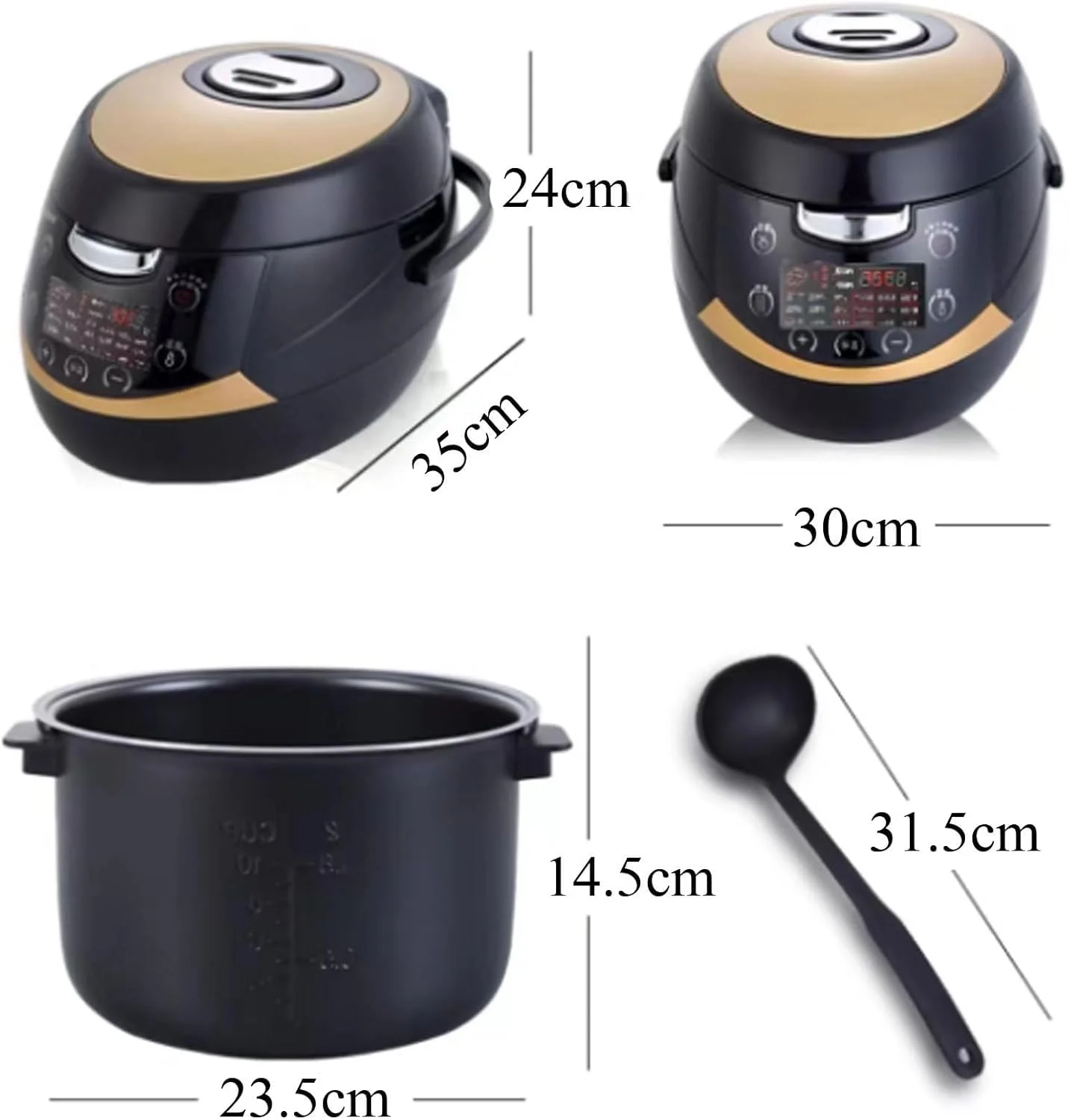 دیگ مروارید تمام اتوماتیک تجاری (5 لیتری)، کنترل هوشمند دما - گرمایش یکنواخت / دیگ داخلی نچسب: 24.5 × 14.5 میلی متر، با دسته ضد جوش برای مغازه نوشیدنی، 5 لیتر