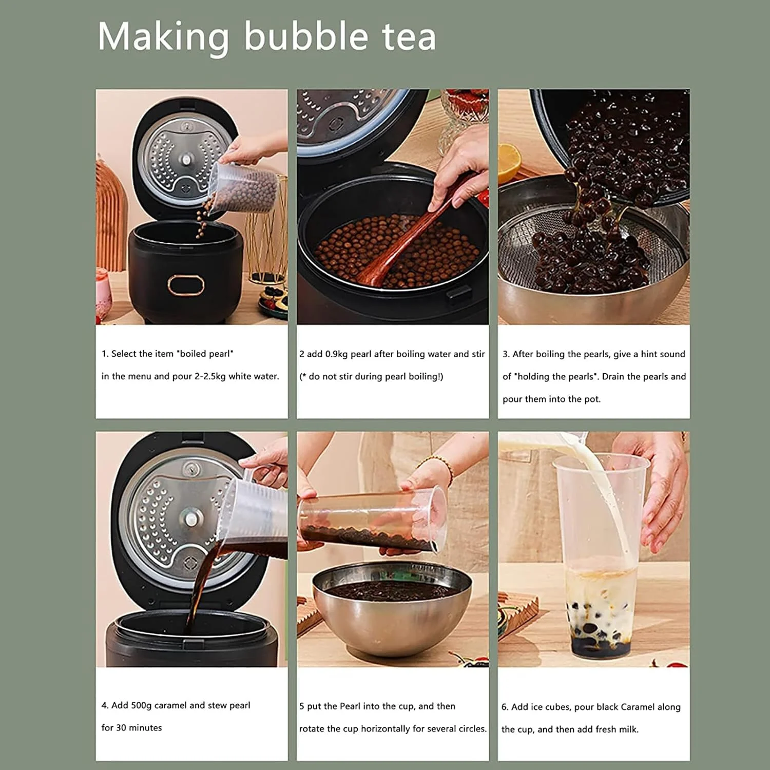 دیگ مروارید پز تمام اتوماتیک 5 لیتری، پخت مروارید 0.5 تا 1 کیلوگرم، پوشش نچسب: ضخامت 1.2 میلی متر، تنظیم دما/حفظ حرارت، قابل جدا شدن برای تمیز کردن، 5 لیتر