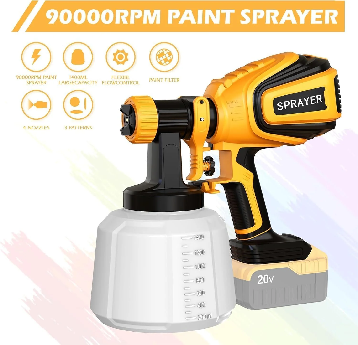 پیستوله رنگ پاش شارژی مناسب باتری 20 ولت Dewalt، تفنگ رنگ پاش برقی با ظرفیت بالا، تمیز کردن آسان برای رنگ آمیزی خانه، زرد (باتری شامل نمی شود) پیستوله رنگ پاش شارژی مناسب باتری 20 ولت Dewalt، تفنگ رنگ پاش برقی با ظرفیت بالا، تمیز کردن آسان برای رنگ آمیزی خانه، زرد (باتری شامل نمی شود)