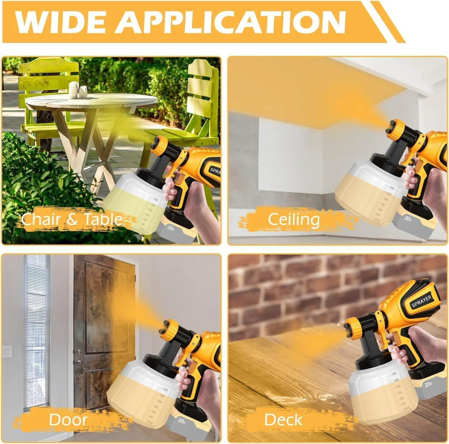 پیستوله رنگ پاش شارژی مناسب باتری 20 ولت Dewalt، تفنگ رنگ پاش برقی با ظرفیت بالا، تمیز کردن آسان برای رنگ آمیزی خانه، زرد (باتری شامل نمی شود) پیستوله رنگ پاش شارژی مناسب باتری 20 ولت Dewalt، تفنگ رنگ پاش برقی با ظرفیت بالا، تمیز کردن آسان برای رنگ آمیزی خانه، زرد (باتری شامل نمی شود)