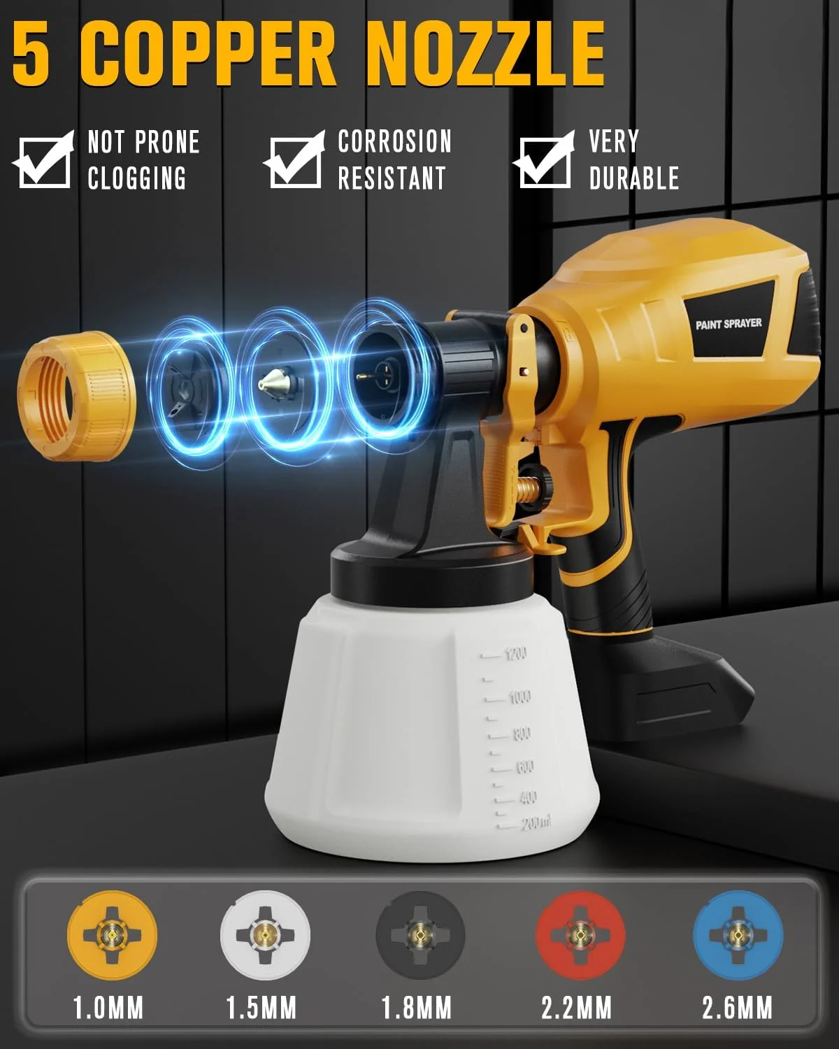 دستگاه رنگ پاش شارژی سازگار با باتری 20 ولت Dewalt (بدون باتری)، تفنگ رنگ پاشی با 5 نازل مسی، تفنگ رنگ پاش برقی برای رنگ آمیزی دستگاه رنگ پاش شارژی سازگار با باتری 20 ولت Dewalt (بدون باتری)، تفنگ رنگ پاشی با 5 نازل مسی، تفنگ رنگ پاش برقی برای رنگ آمیزی