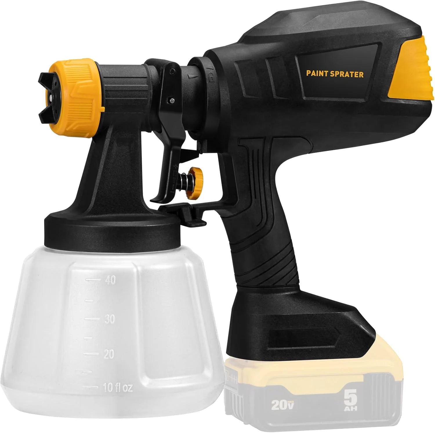 دستگاه رنگ پاش شارژی براشلس مناسب باتری 20 ولت Dewalt، 4 نازل، ویسکوزیته 150 Din/s، نرخ جریان 1000ml/min و تفنگ رنگ پاش برقی 1200ML برای مبلمان، دیوارها (باتری شامل نمی شود)