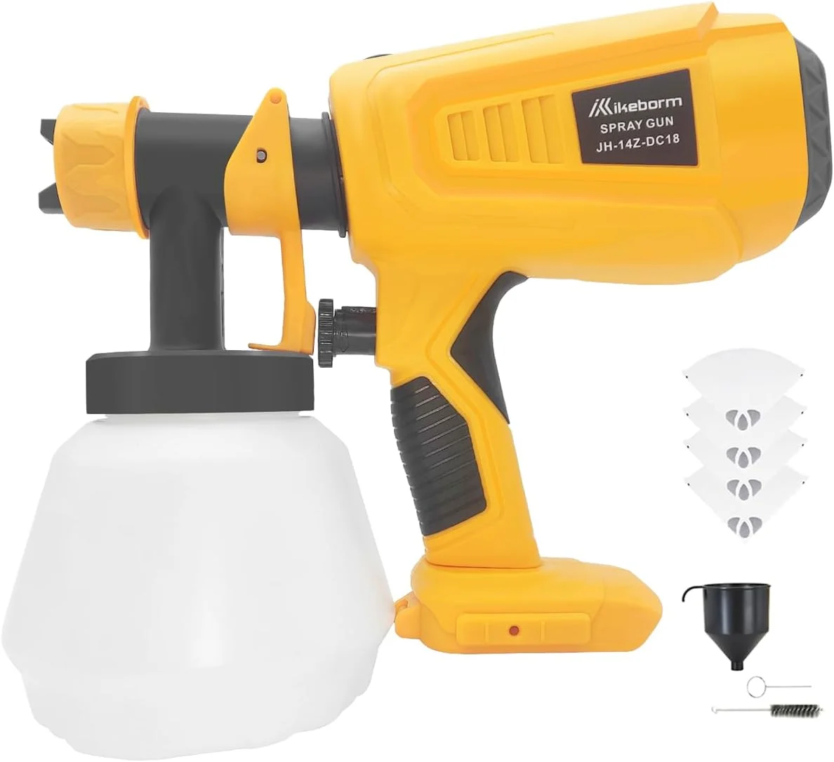 دستگاه رنگ پاش شارژی آیکبورم برای باتری 20 ولت Dewalt، تفنگ رنگ پاشی با 4 نازل و مخزن 1000 میلی لیتری برای رنگ آمیزی خانه، فضای داخلی و چوب/دیوارها/حصار (باتری شامل نمی شود)