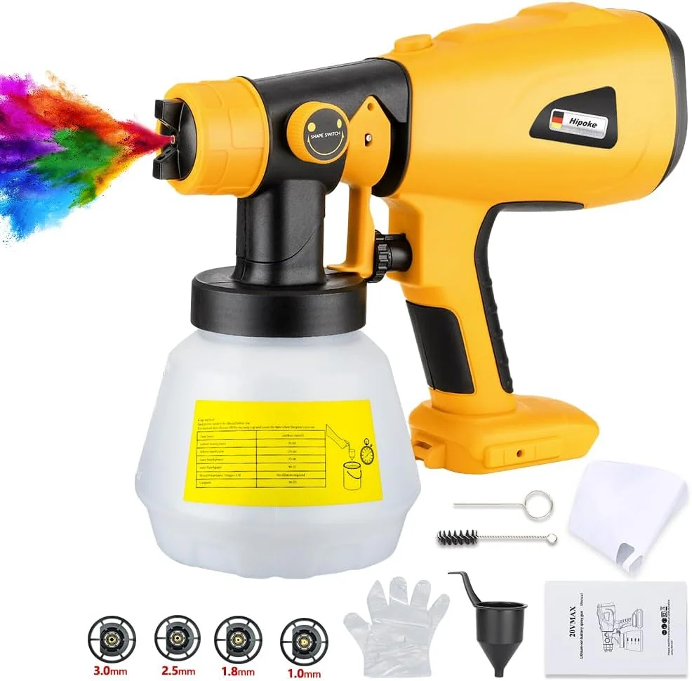 دستگاه رنگ پاش بی سیم هیپوک سازگار با باتری لیتیومی 18 ولت، 20 ولت/60 ولت Dewalt، تفنگ رنگ پاش HVLP برای نرده کشی، عرشه سازی، دیوار، سقف و مبلمان منزل