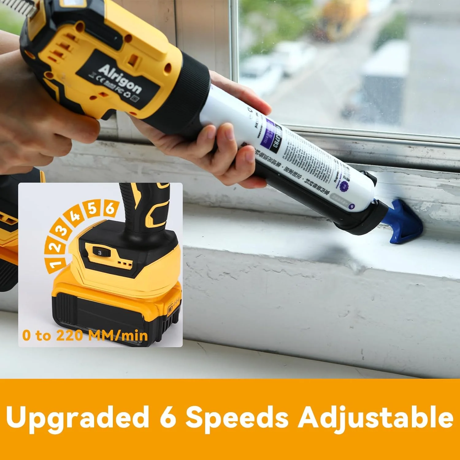 تفنگ درزگیر شارژی سازگار با باتری 20 ولت Dewalt MAX، تفنگ درزگیر برقی ارتقا یافته، ابزار درزگیری سیلیکونی، 6 سرعت قابل تنظیم، 300 میلی لیتر برای پر کردن و آب بندی تفنگ درزگیر شارژی سازگار با باتری 20 ولت Dewalt MAX، تفنگ درزگیر برقی ارتقا یافته، ابزار درزگیری سیلیکونی، 6 سرعت قابل تنظیم، 300 میلی لیتر برای پر کردن و آب بندی