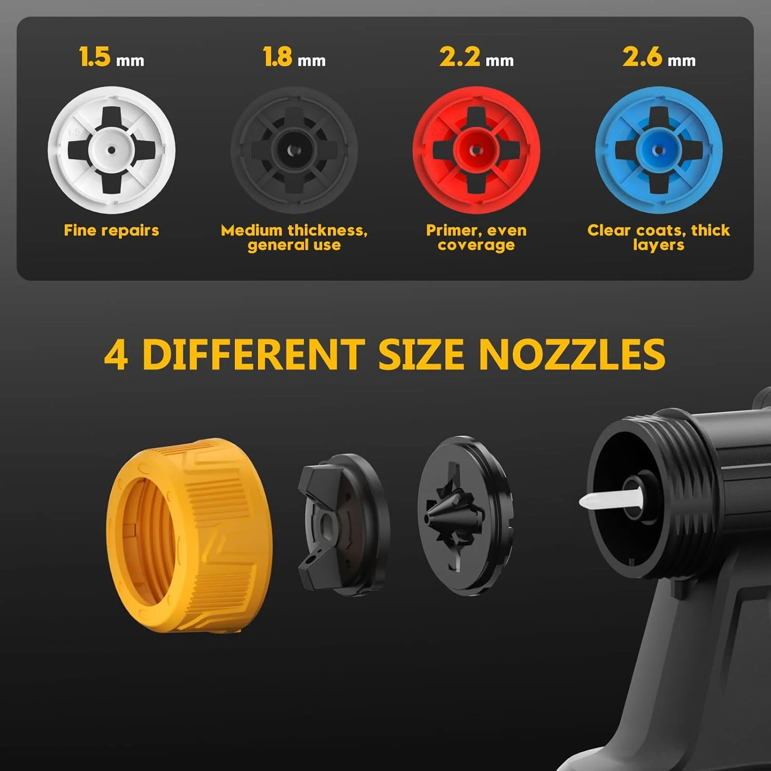 دستگاه رنگ پاش شارژی براشلس مناسب باتری 20 ولت Dewalt، 4 نازل، ویسکوزیته 150 Din/s، نرخ جریان 1000ml/min و تفنگ رنگ پاش برقی 1200ML برای مبلمان، دیوارها (باتری شامل نمی شود) دستگاه رنگ پاش شارژی براشلس مناسب باتری 20 ولت Dewalt، 4 نازل، ویسکوزیته 150 Din/s، نرخ جریان 1000ml/min و تفنگ رنگ پاش برقی 1200ML برای مبلمان، دیوارها (باتری شامل نمی شود)