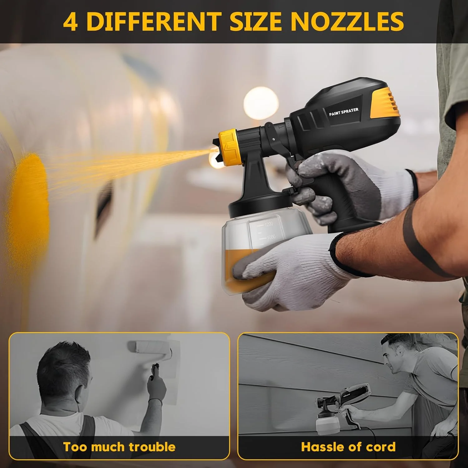 دستگاه رنگ پاش شارژی براشلس مناسب باتری 20 ولت Dewalt، 4 نازل، ویسکوزیته 150 Din/s، نرخ جریان 1000ml/min و تفنگ رنگ پاش برقی 1200ML برای مبلمان، دیوارها (باتری شامل نمی شود) دستگاه رنگ پاش شارژی براشلس مناسب باتری 20 ولت Dewalt، 4 نازل، ویسکوزیته 150 Din/s، نرخ جریان 1000ml/min و تفنگ رنگ پاش برقی 1200ML برای مبلمان، دیوارها (باتری شامل نمی شود)