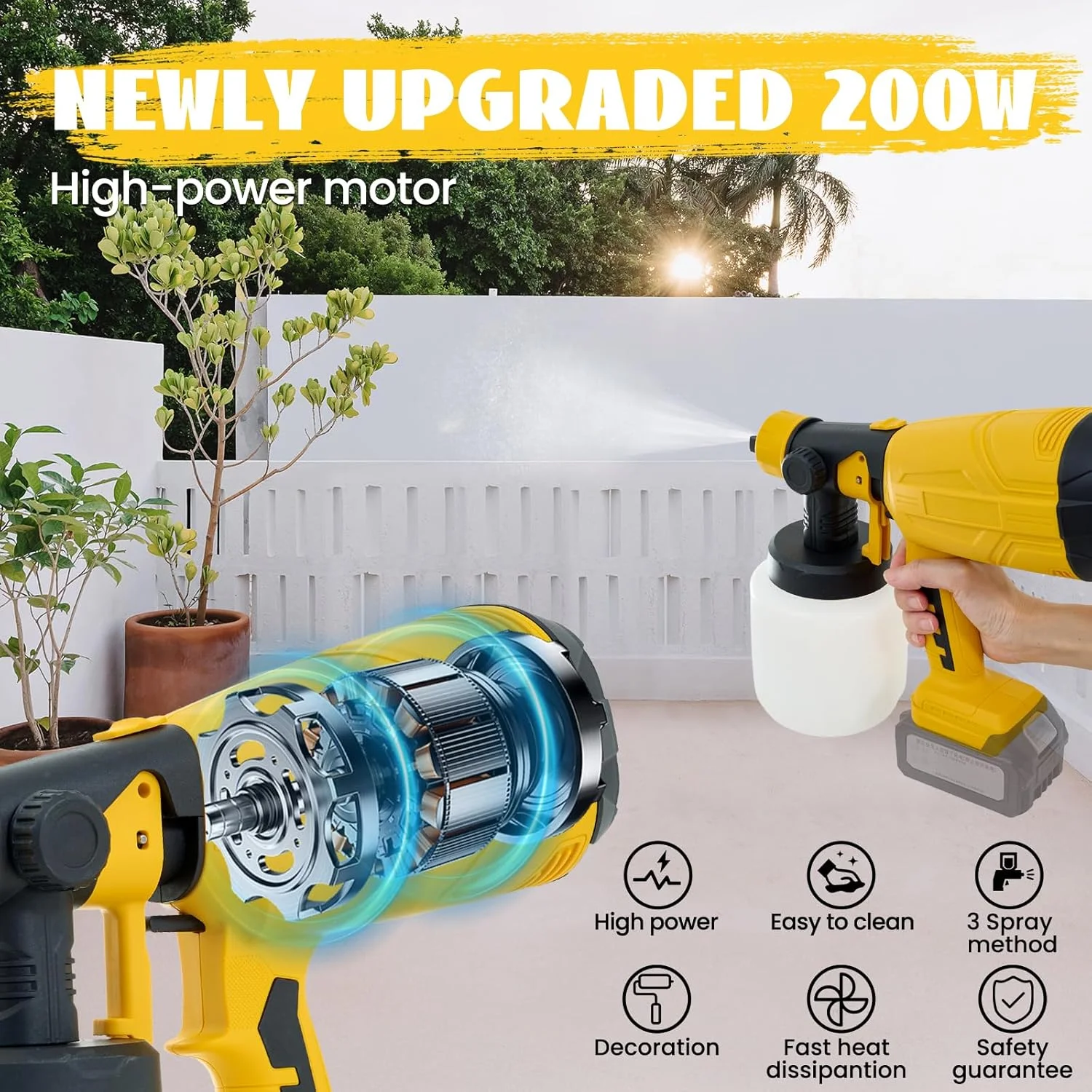 سیستم رنگ پاش باتری خور YUFEEI، تفنگ رنگ پاش بی سیم با اتصالات تمیز کننده و دمنده، سازگار با باتری های DeWalt (20 ولت، باتری شامل نمی شود)، مخزن رنگ 1000 میلی لیتری، برای دیوارها، کف ها و غیره سیستم رنگ پاش باتری خور YUFEEI، تفنگ رنگ پاش بی سیم با اتصالات تمیز کننده و دمنده، سازگار با باتری های DeWalt (20 ولت، باتری شامل نمی شود)، مخزن رنگ 1000 میلی لیتری، برای دیوارها، کف ها و غیره