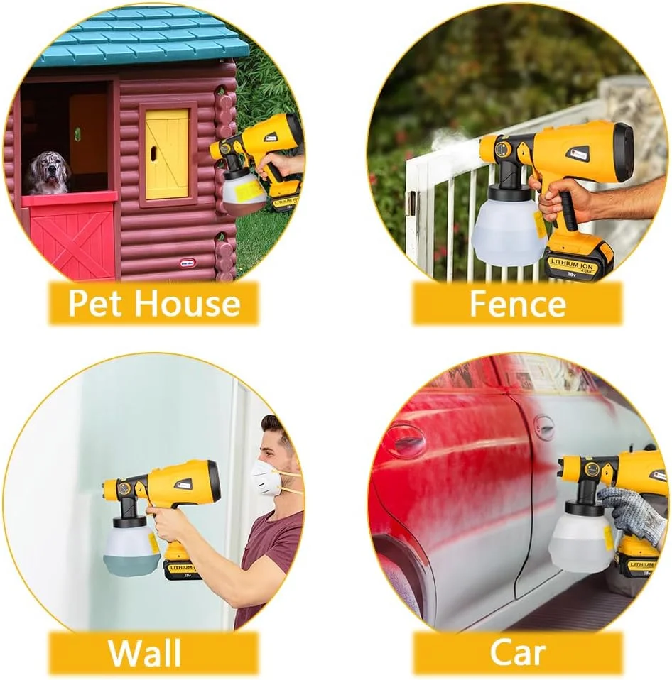 دستگاه رنگ پاش بی سیم هیپوک سازگار با باتری لیتیومی 18 ولت، 20 ولت/60 ولت Dewalt، تفنگ رنگ پاش HVLP برای نرده کشی، عرشه سازی، دیوار، سقف و مبلمان منزل دستگاه رنگ پاش بی سیم هیپوک سازگار با باتری لیتیومی 18 ولت، 20 ولت/60 ولت Dewalt، تفنگ رنگ پاش HVLP برای نرده کشی، عرشه سازی، دیوار، سقف و مبلمان منزل
