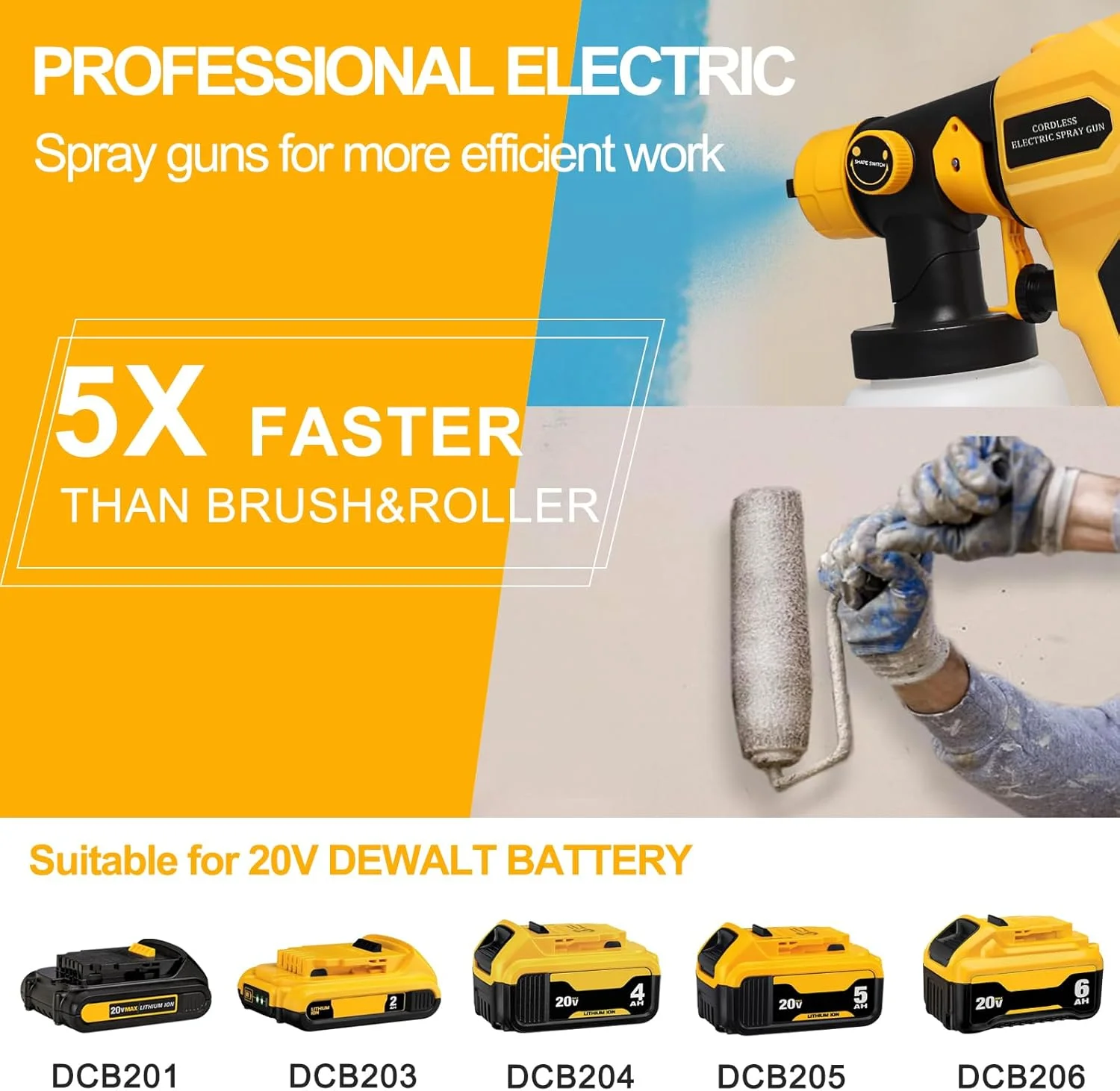 دستگاه رنگ پاش شارژی برای باتری 20 ولت DEWALT Max، دستگاه های رنگ پاش برقی بدون هوا HVLP برای مصارف خانگی، مبلمان، دیوارها، کابینت ها، حصارها، درها و غیره (باتری شامل نمی شود) (156AD-1) دستگاه رنگ پاش شارژی برای باتری 20 ولت DEWALT Max، دستگاه های رنگ پاش برقی بدون هوا HVLP برای مصارف خانگی، مبلمان، دیوارها، کابینت ها، حصارها، درها و غیره (باتری شامل نمی شود) (156AD-1)